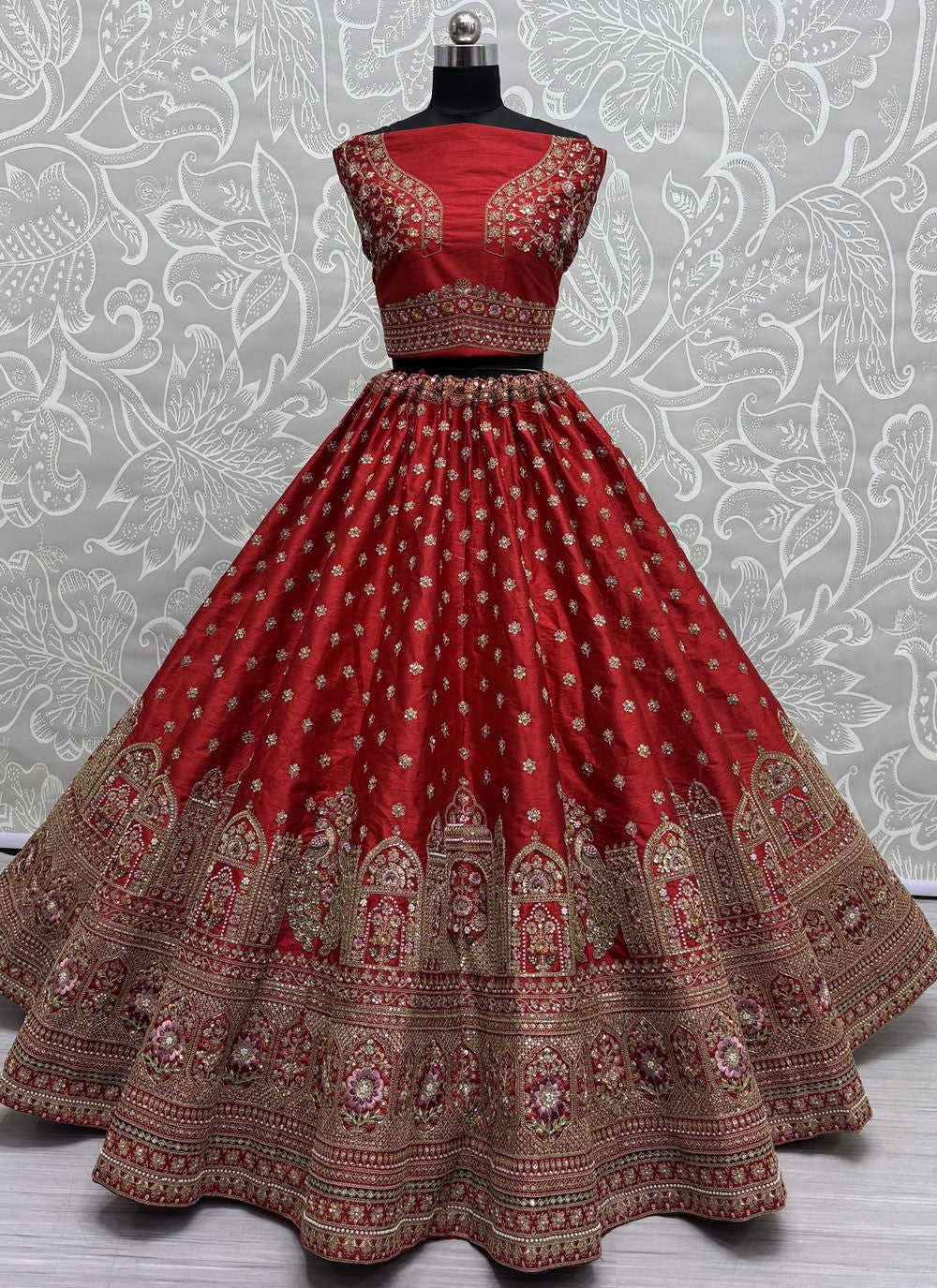 Matka Silk Mehandi & Sangeet, Reception, Wedding A - Line Lehenga L3630