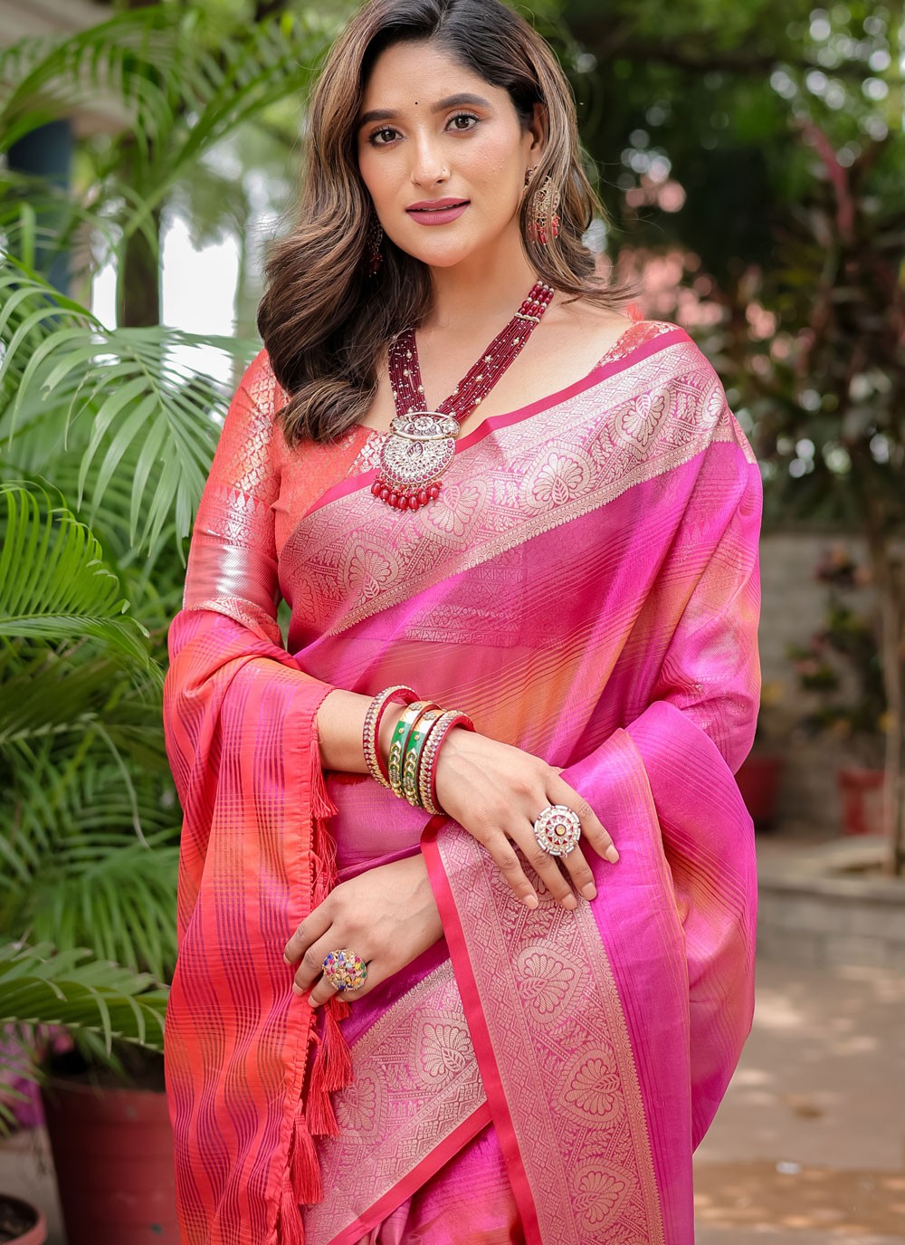 Traditional Woven Pink Banarasi Silk S12411