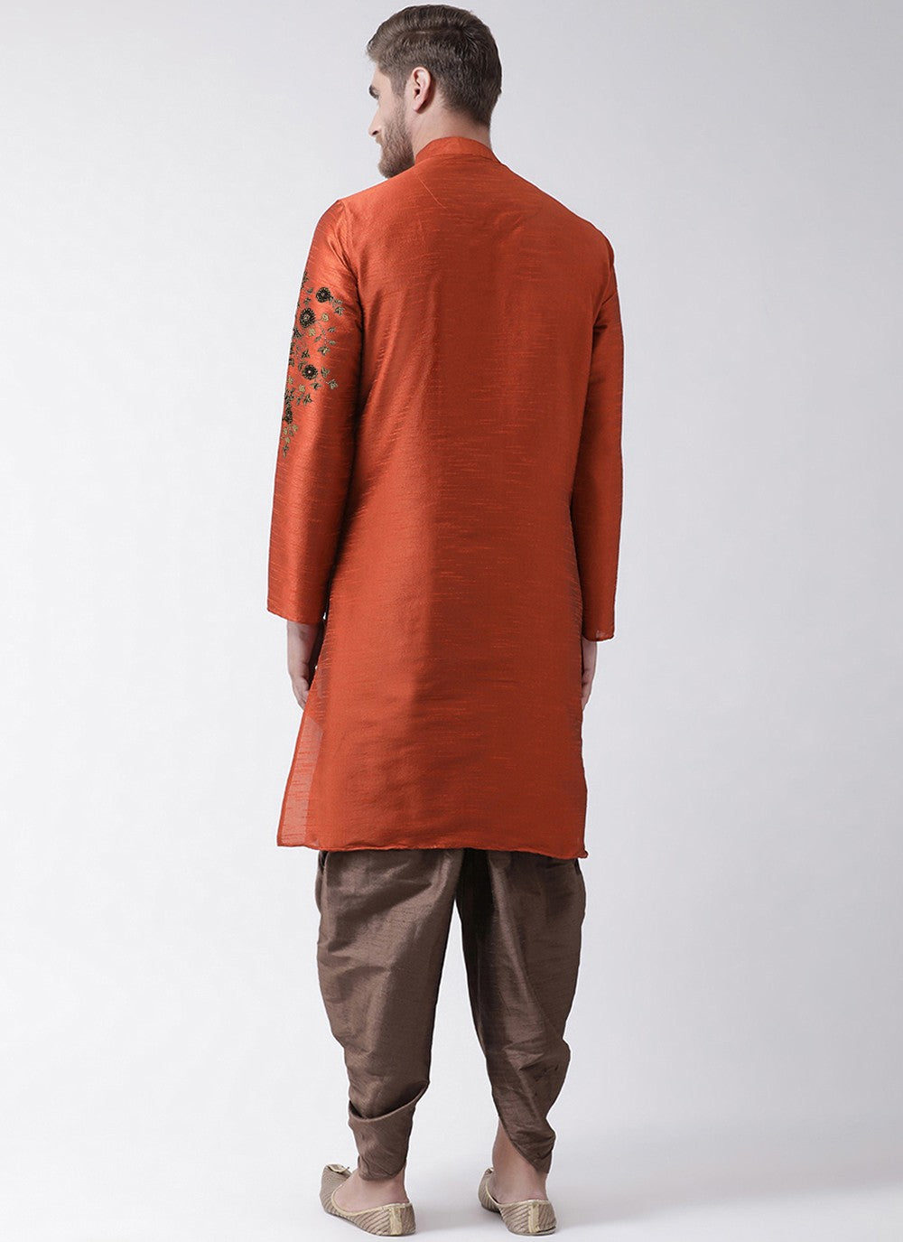 Embroidered Dupion Silk Rust Angrakha - M3206