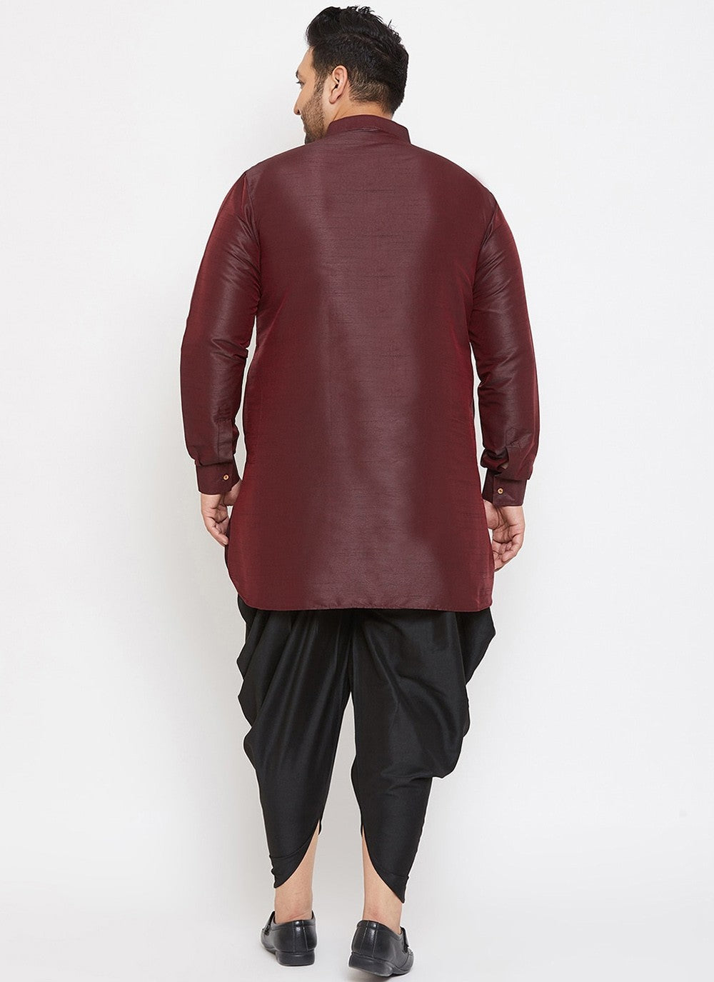 Plain Dupion Silk Rust Dhoti Kurta - M2648