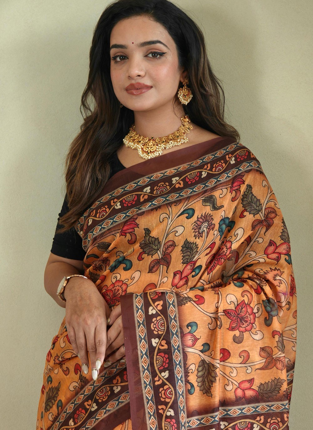 Printed Cotton Pink Contemporary Saree S15551