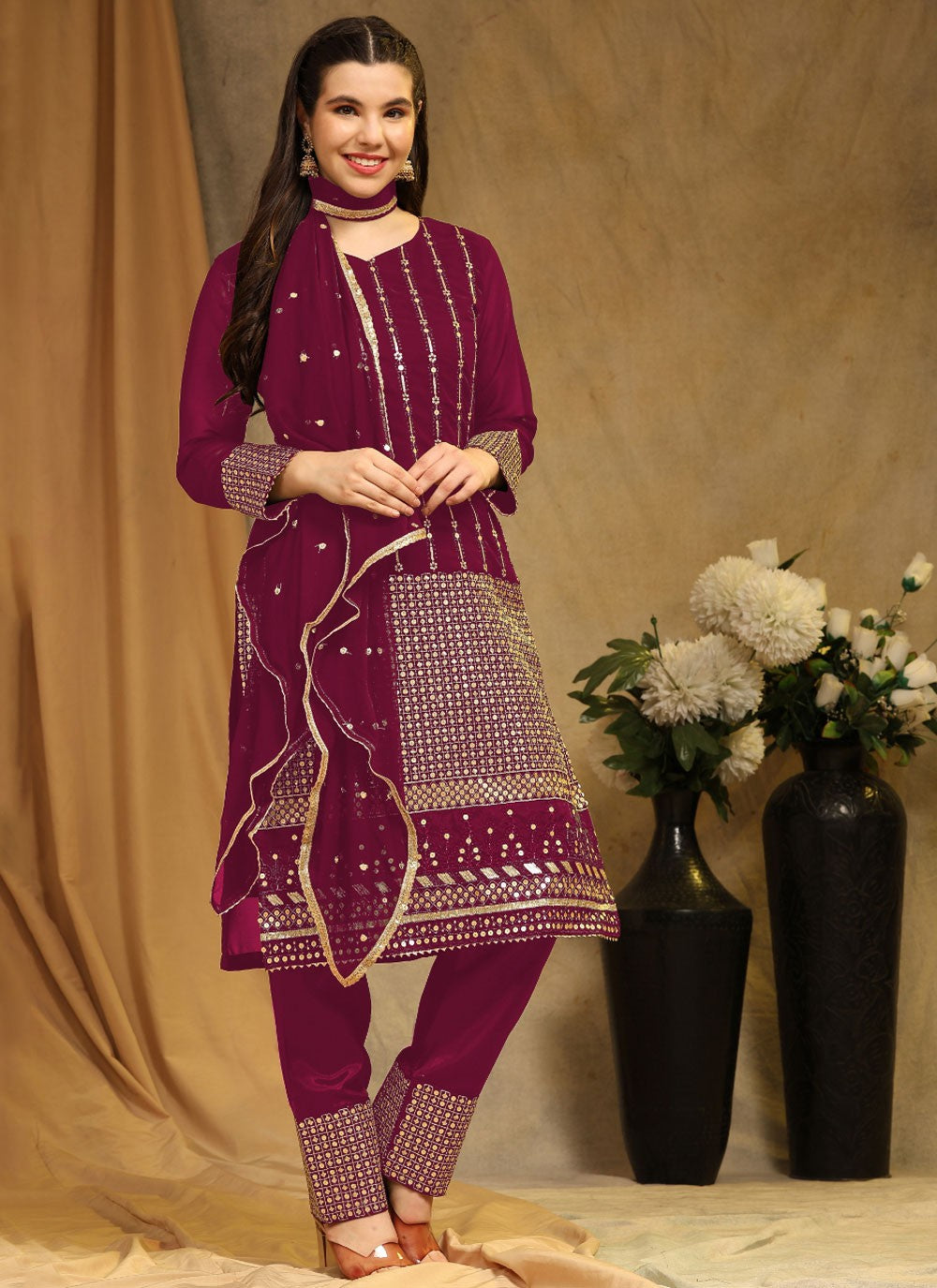 Faux Georgette Pakistani Suit - T1626