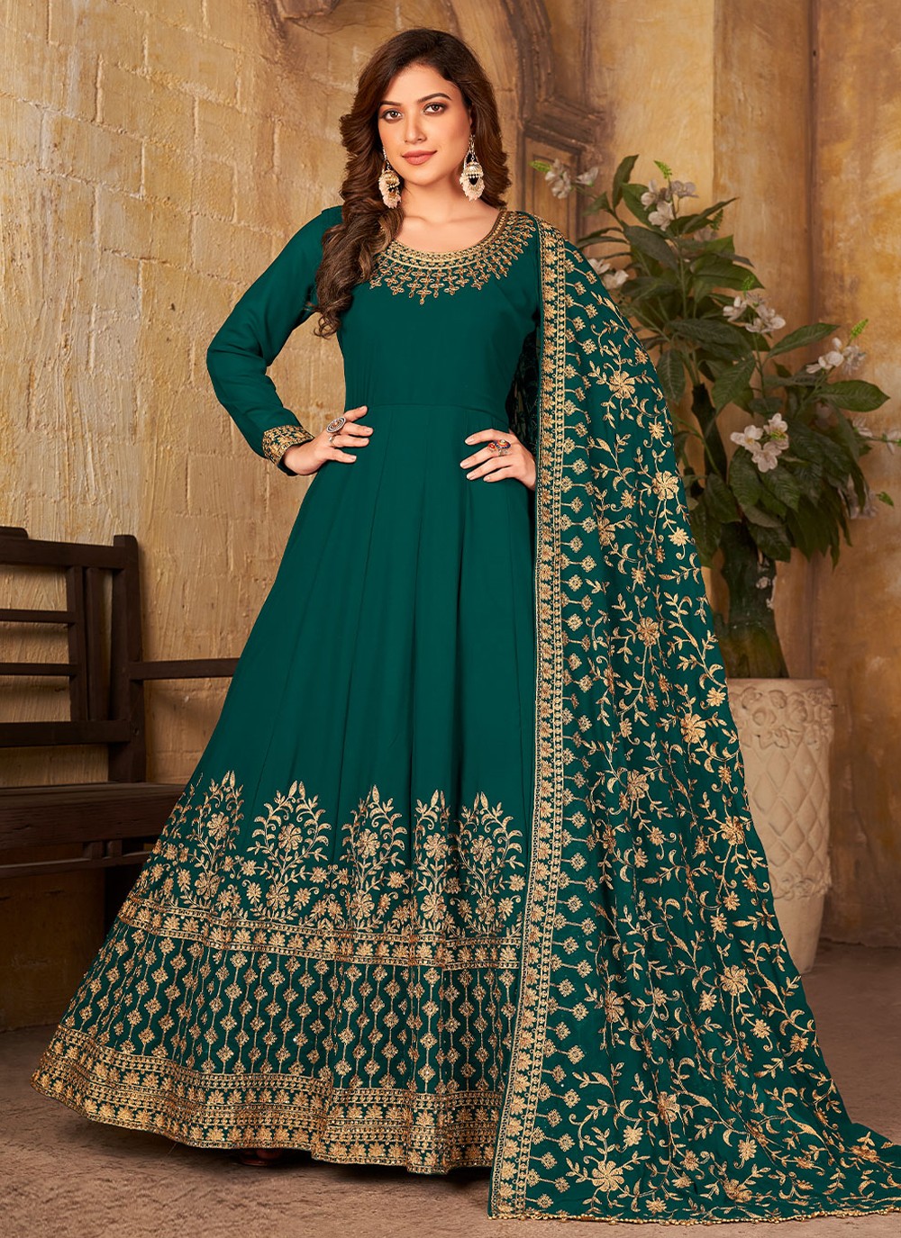 Faux Georgette Anarkali - T806