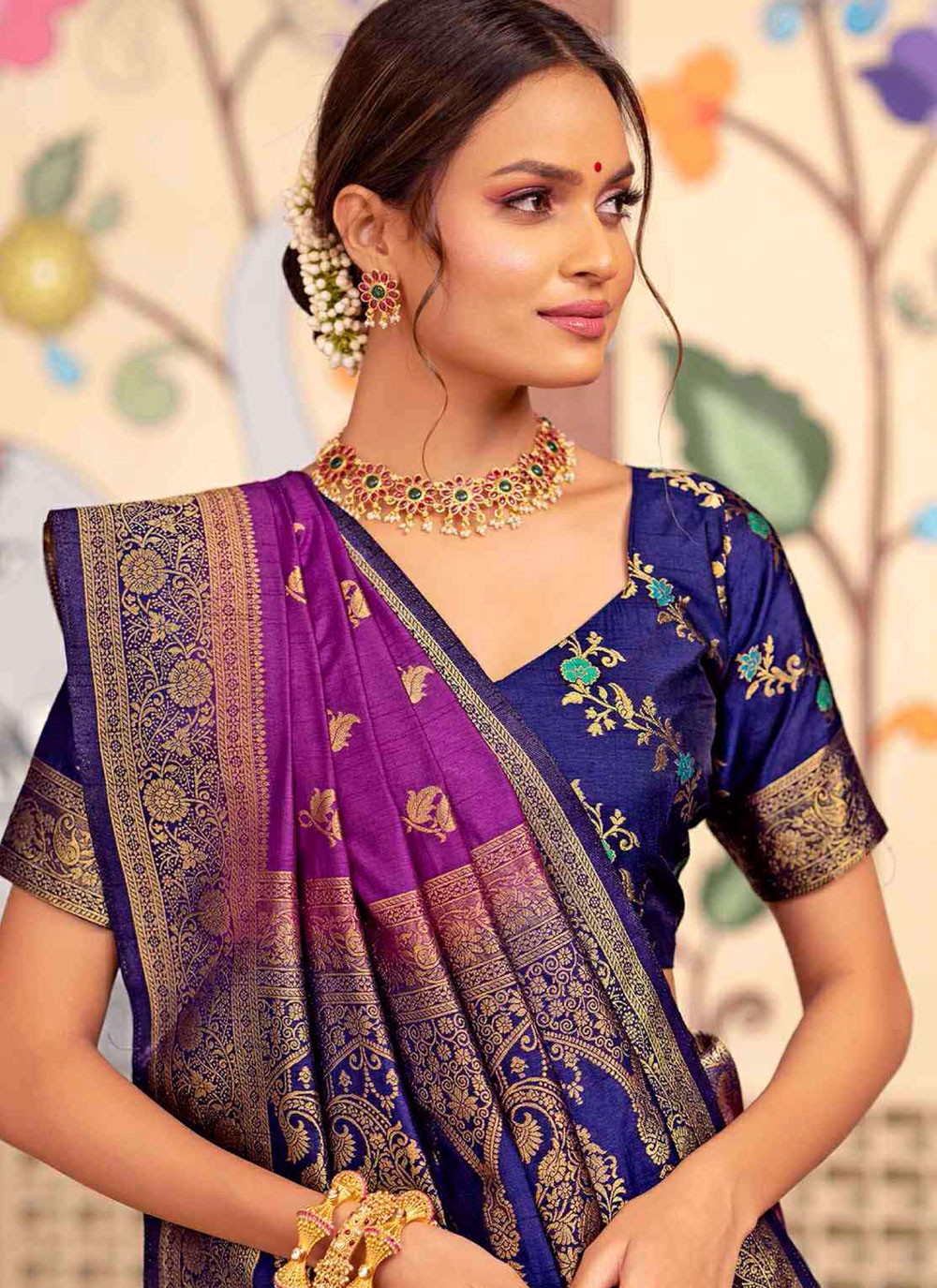Purple Silk Trendy Saree Weaving Zari S20386