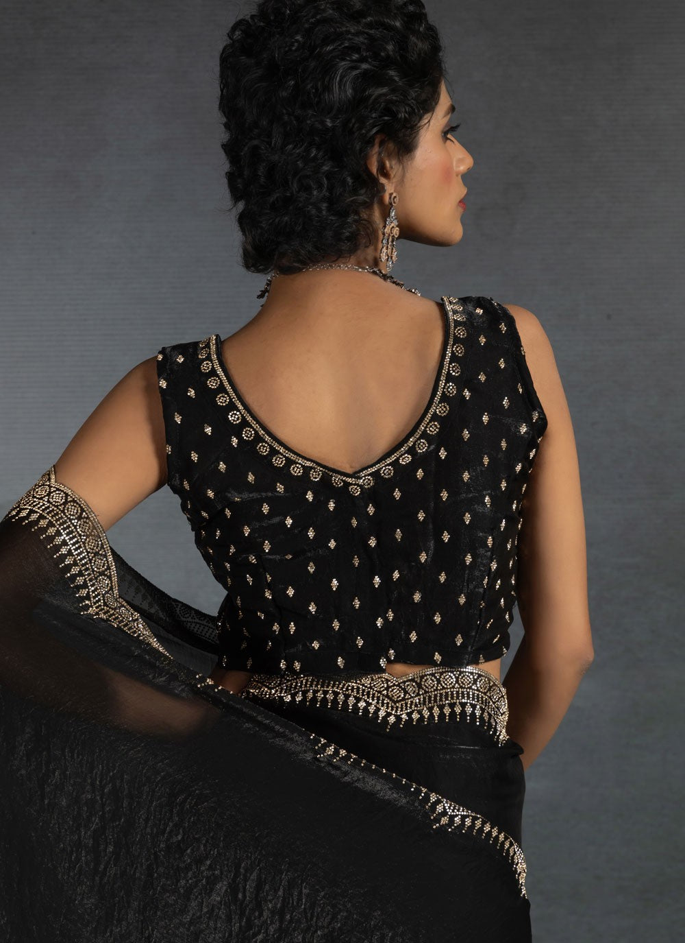 Border Work Satin Silk Black Traditional Saree S14977