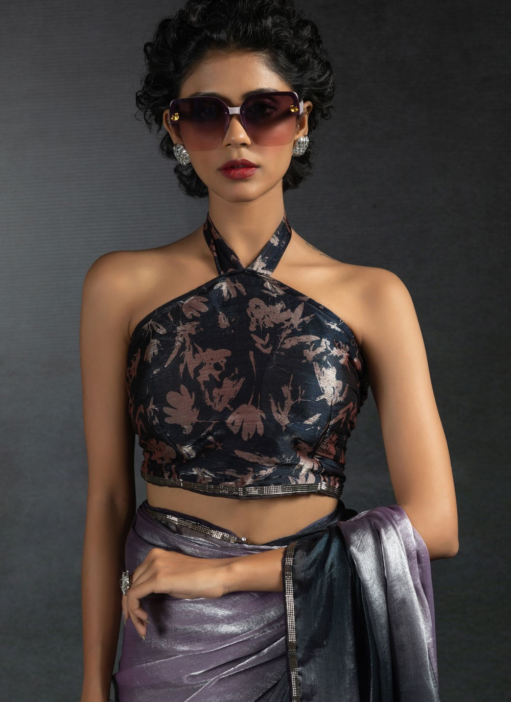 Border Work Satin Silk Lavender Traditional Saree S15415