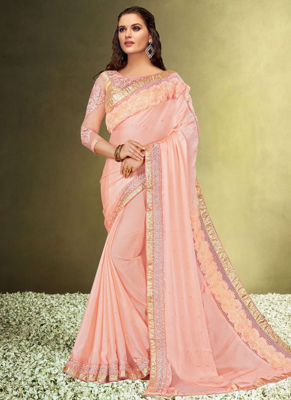 Classic Embroidered Silk Saree - S7548