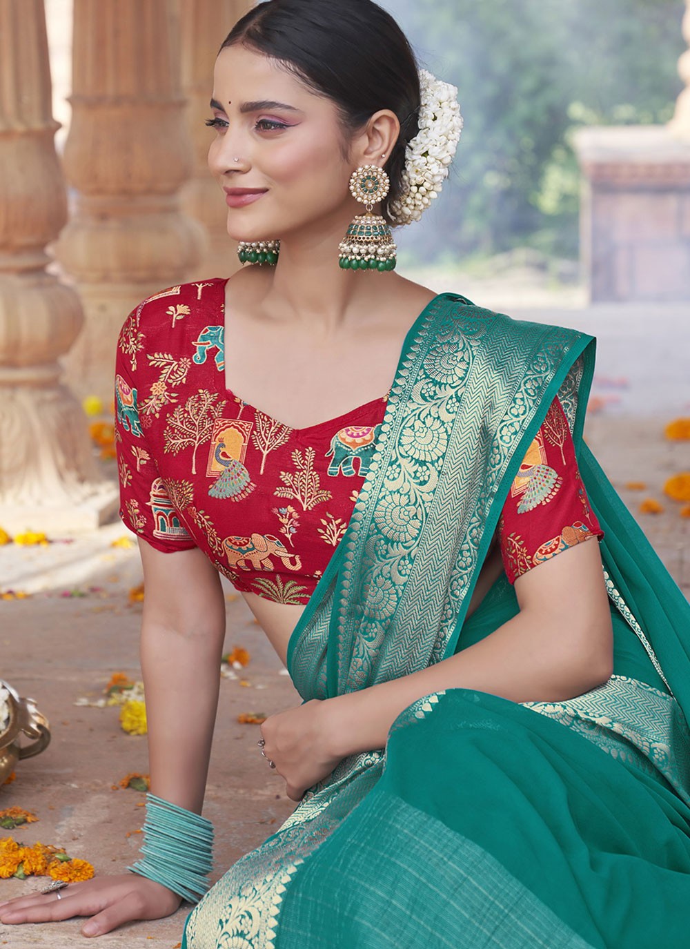 Sea Green Silk Classic Saree Weaving Zari S20430