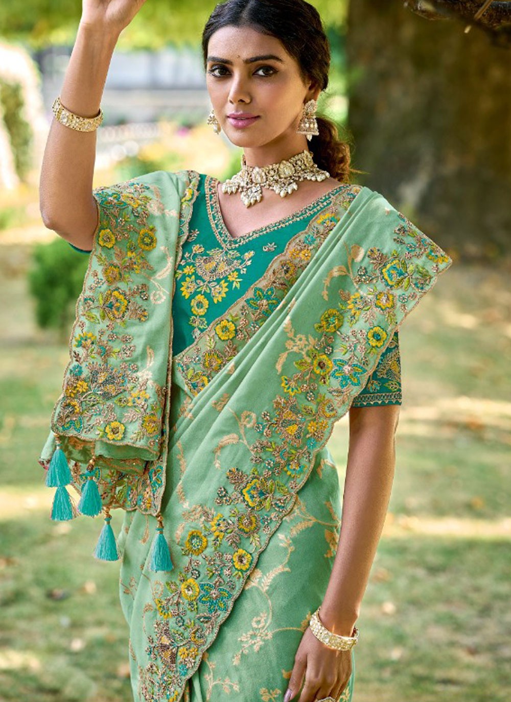 Trendy Embroidered Fancy Fabric , Silk Saree - S4877