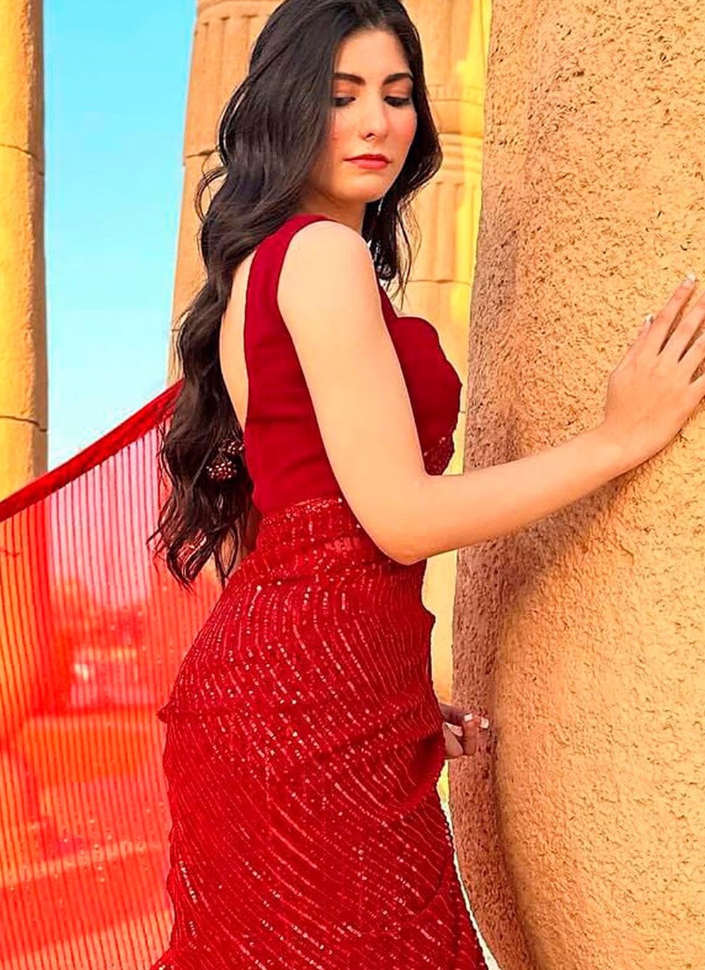 Trendy Sequins Georgette Saree - S4523