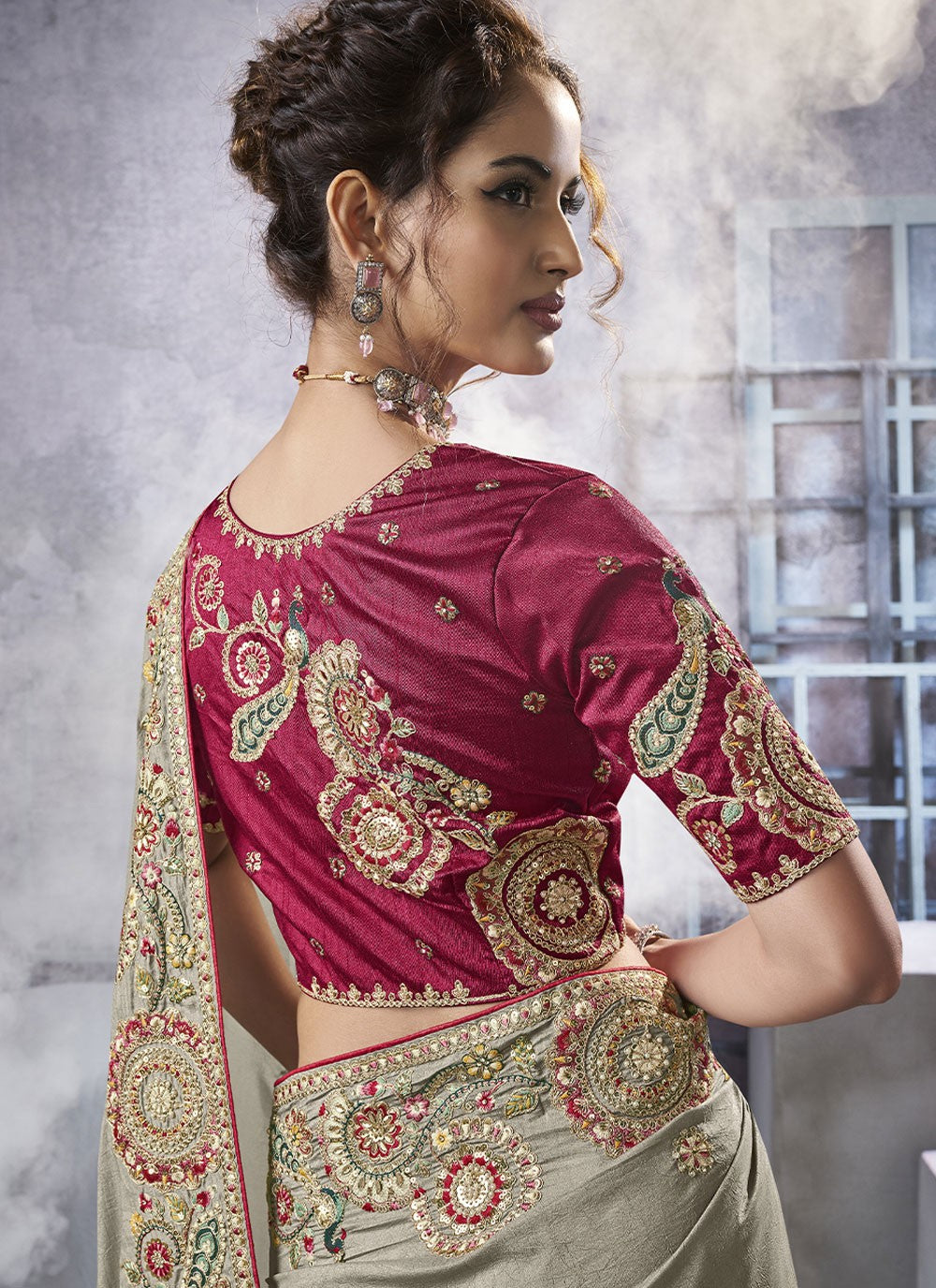 Diamond Crush Grey Saree S13951