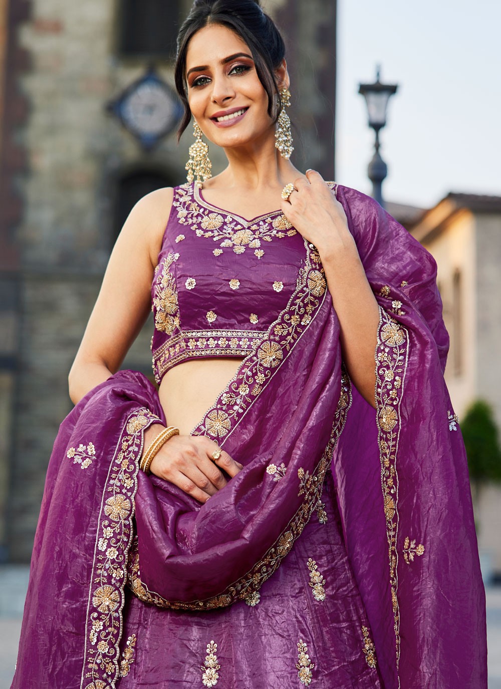 Tissue Engagement, Mehandi & Sangeet, Reception, Wedding A - Line Lehenga L3528