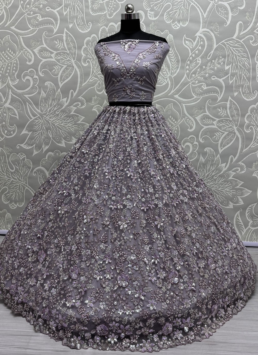 Net Engagement, Mehandi & Sangeet, Reception A - Line Lehenga L3617