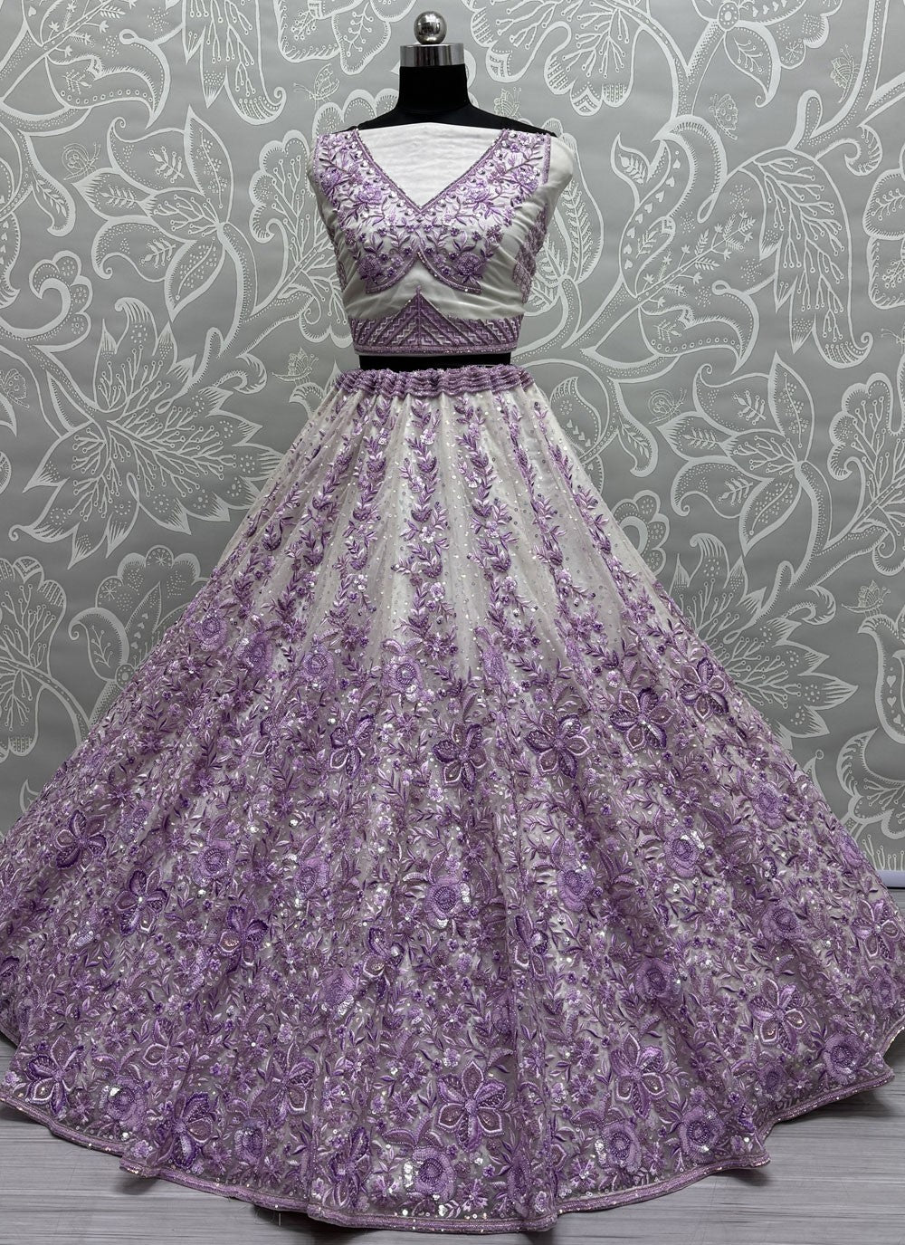 Dori Work Net Purple A - Line Lehenga L3787