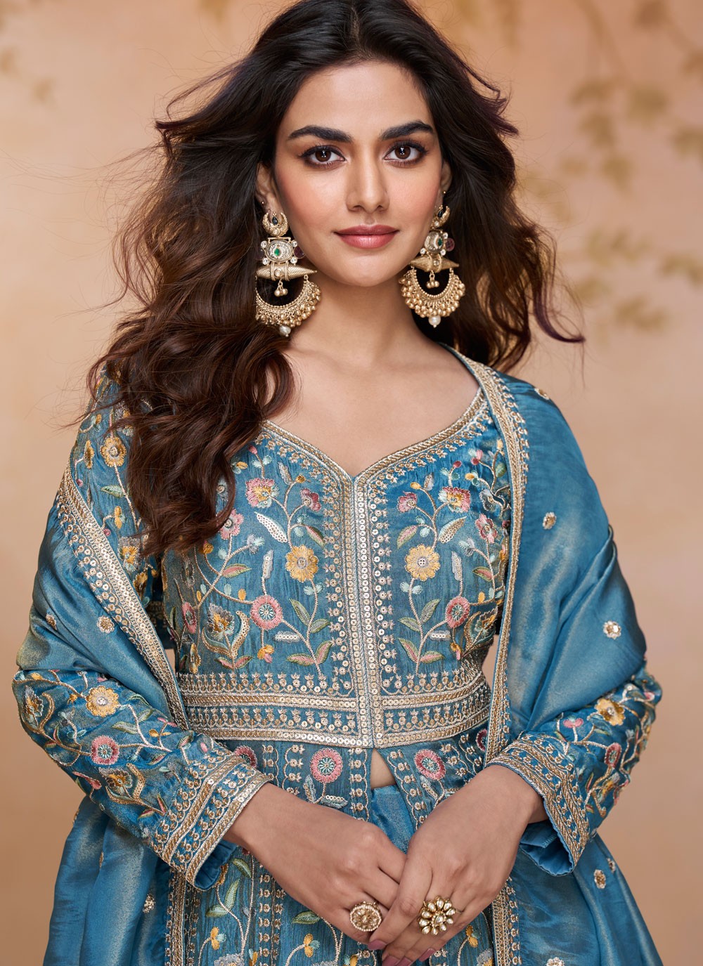 Anarkali Embroidered, Lace, Sequins, Zari Blue T8455