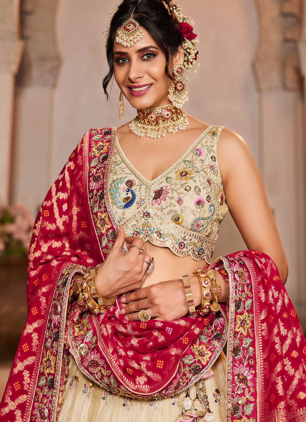 Tissue Engagement, Mehandi & Sangeet, Reception, Wedding A - Line Lehenga L3514