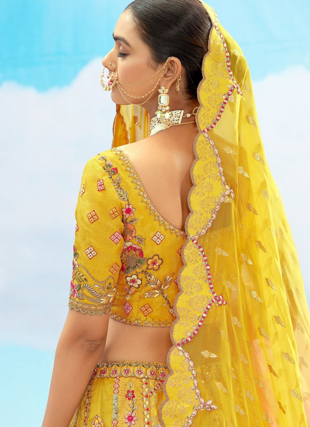 Silk Engagement, Reception, Wedding A - Line Lehenga L3571