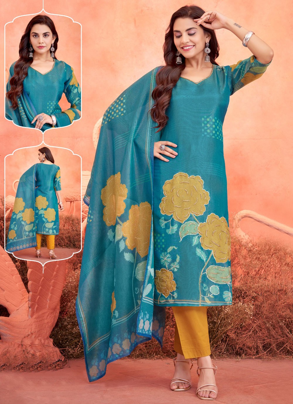 Salwar Suit Embroidered Blue Shimmer T5149