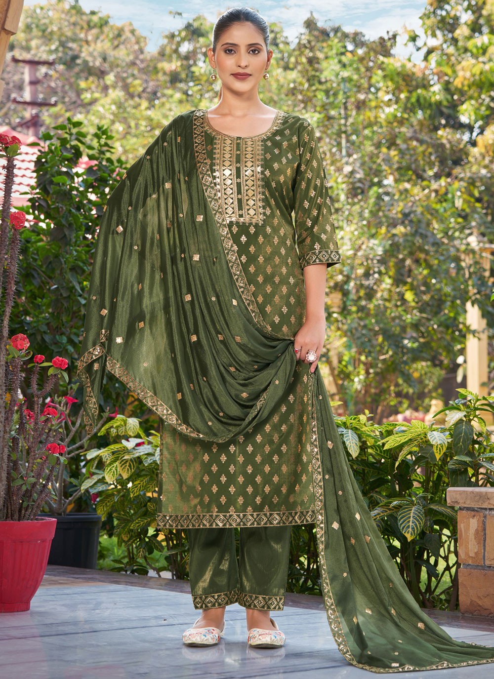 Archive Embroidered, Zari 316729 Green T6799