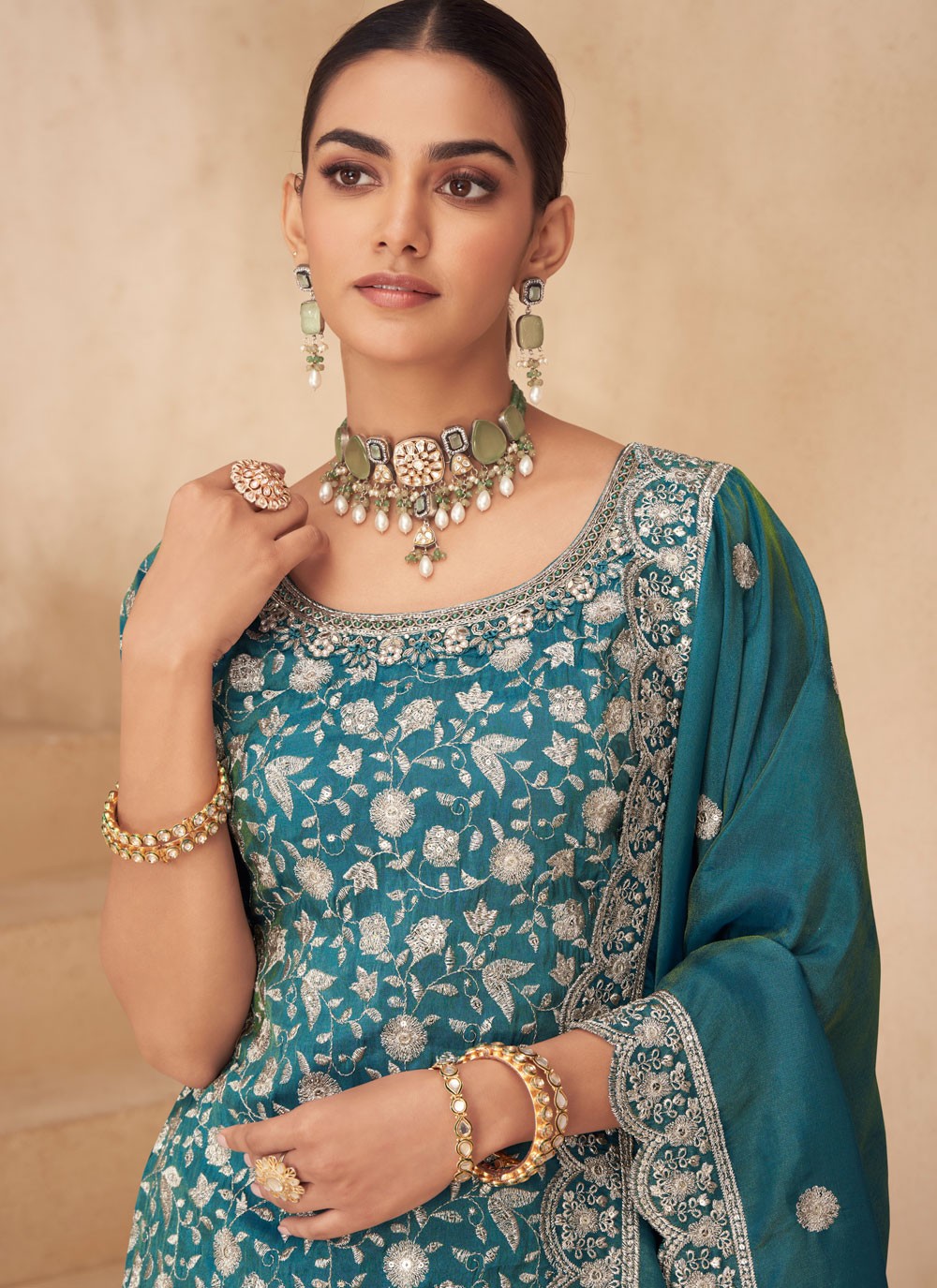 Palazzo Suit Beads, Embroidered Morpeach T8288