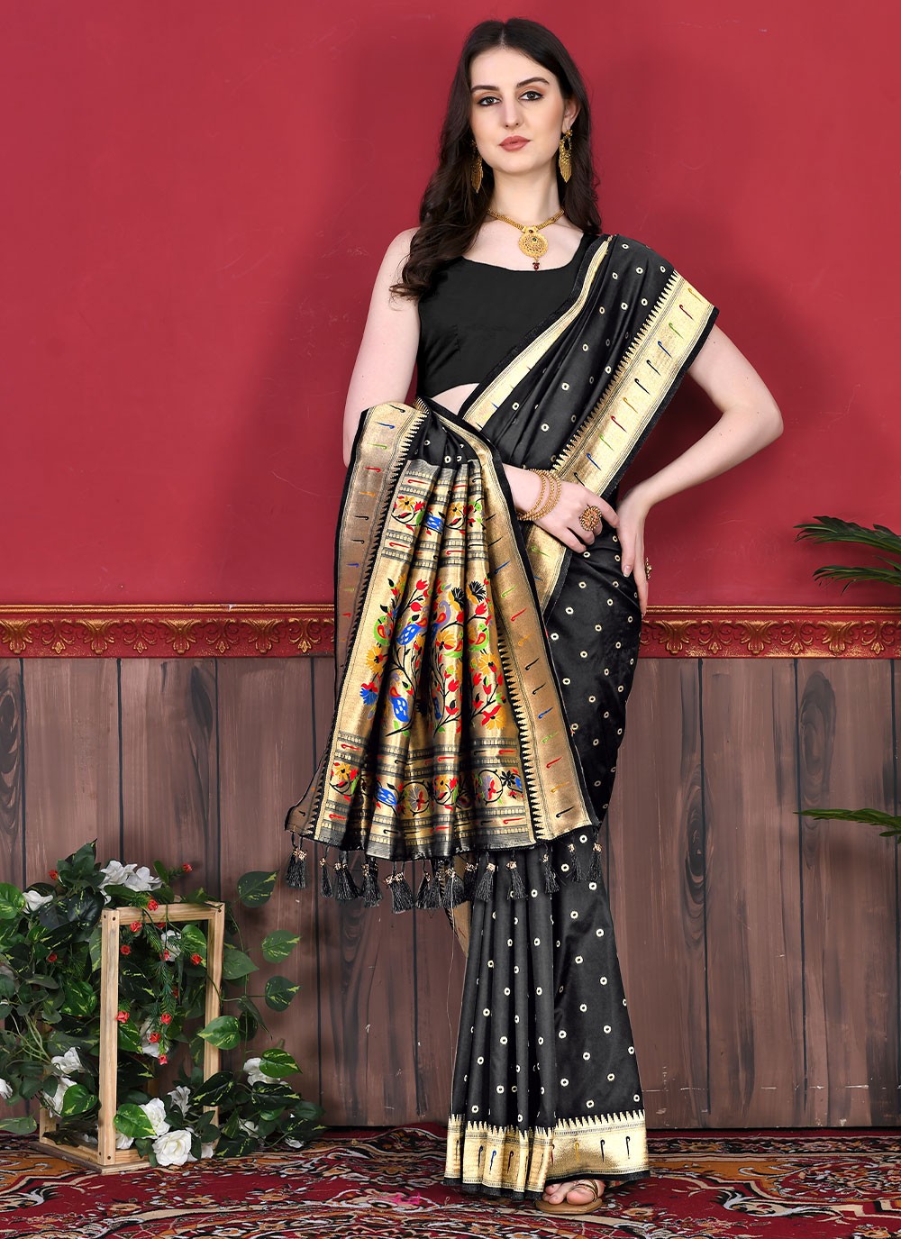 Classic Border Work Silk Saree - S2595