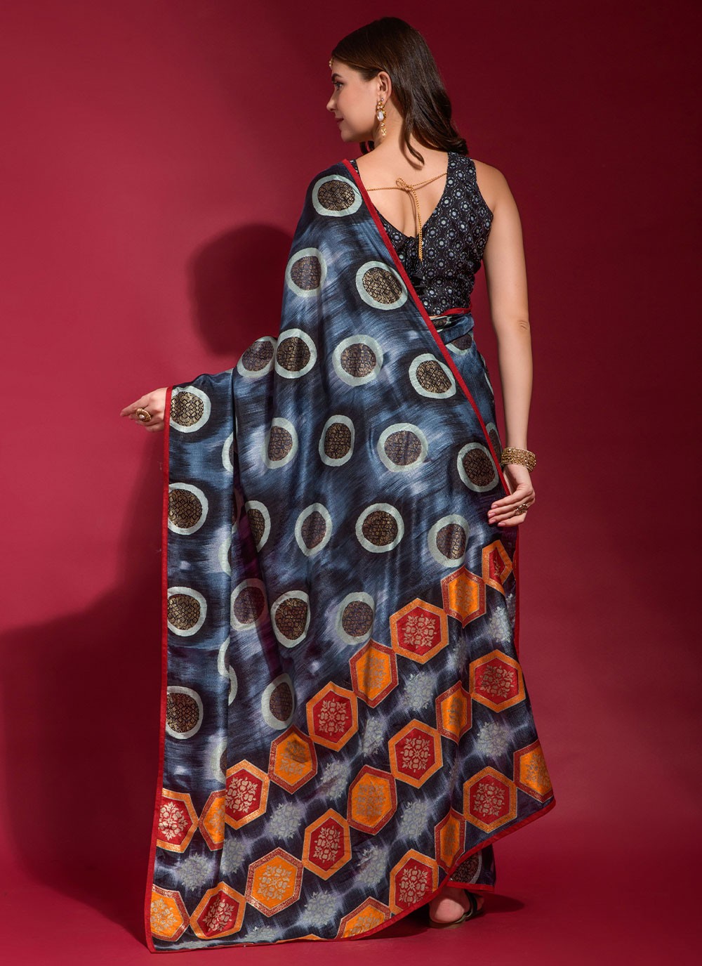 Saree Foliage Prints Silk Saree - S2494