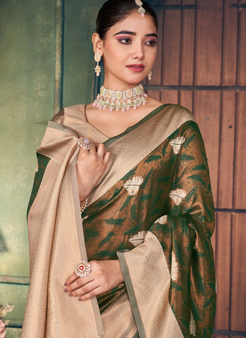 Contemporary Weaving Zari Brown Silk Saree S13414