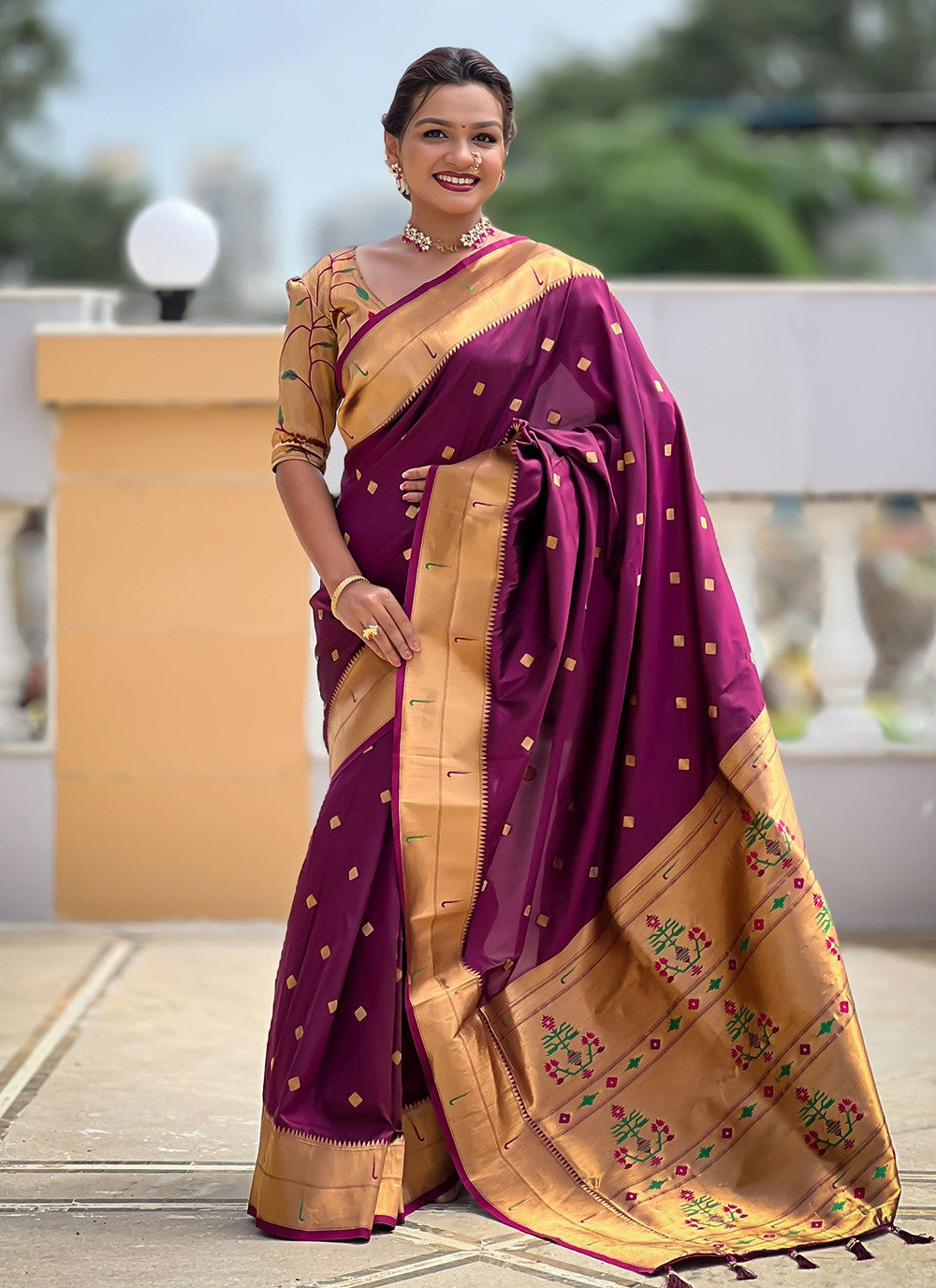 Wine Silk Classic Saree Jacquard Work S18321
