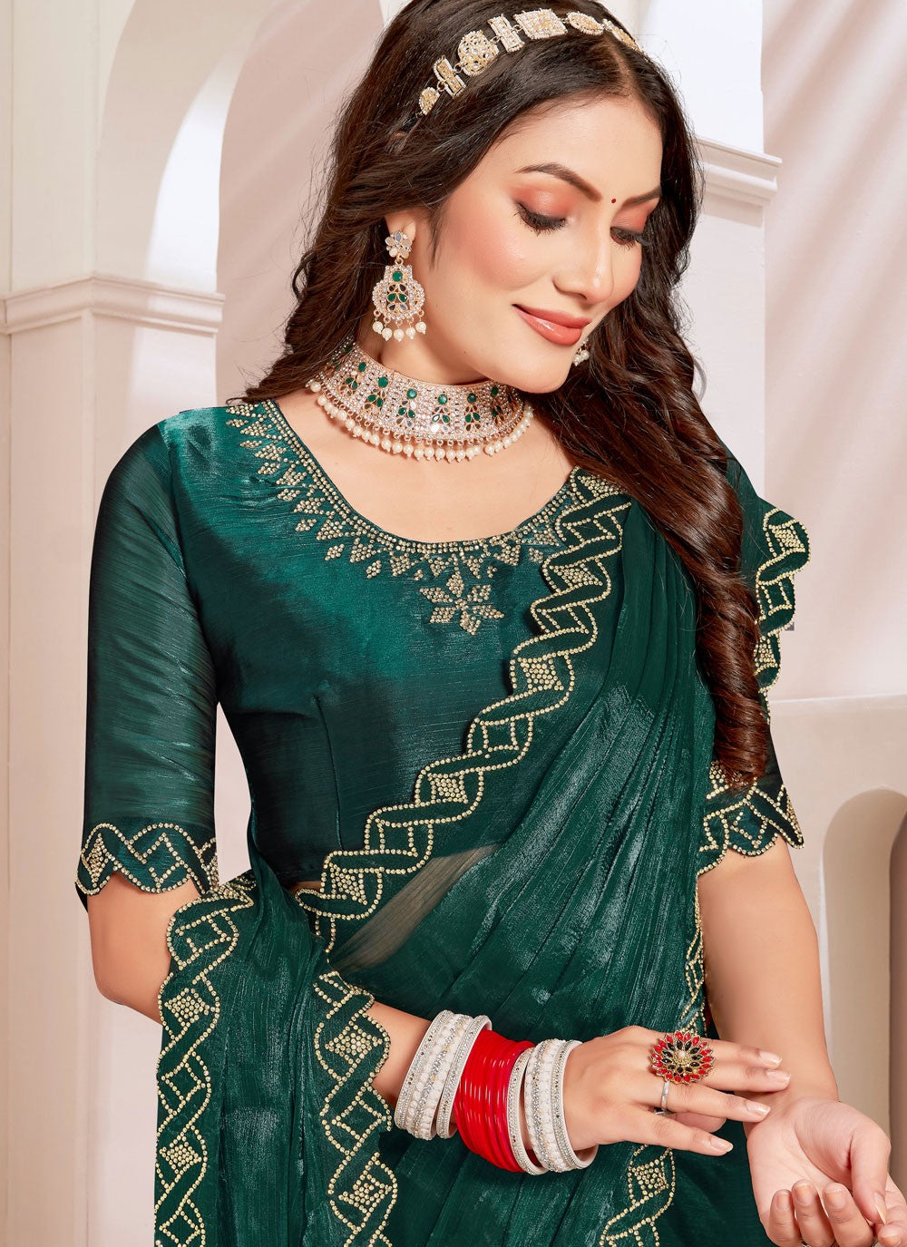 Classic Cut Work Silk Saree - S7798