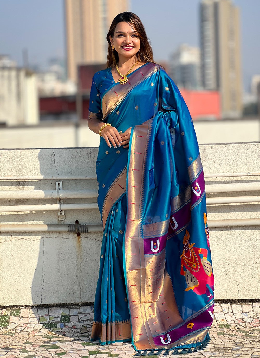 Traditional Woven Blue Silk S12616