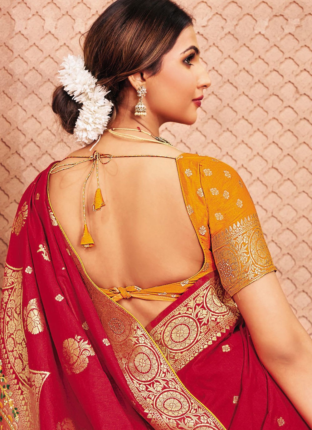 Red Silk Designer Saree Embroidered, Patch Border S20174