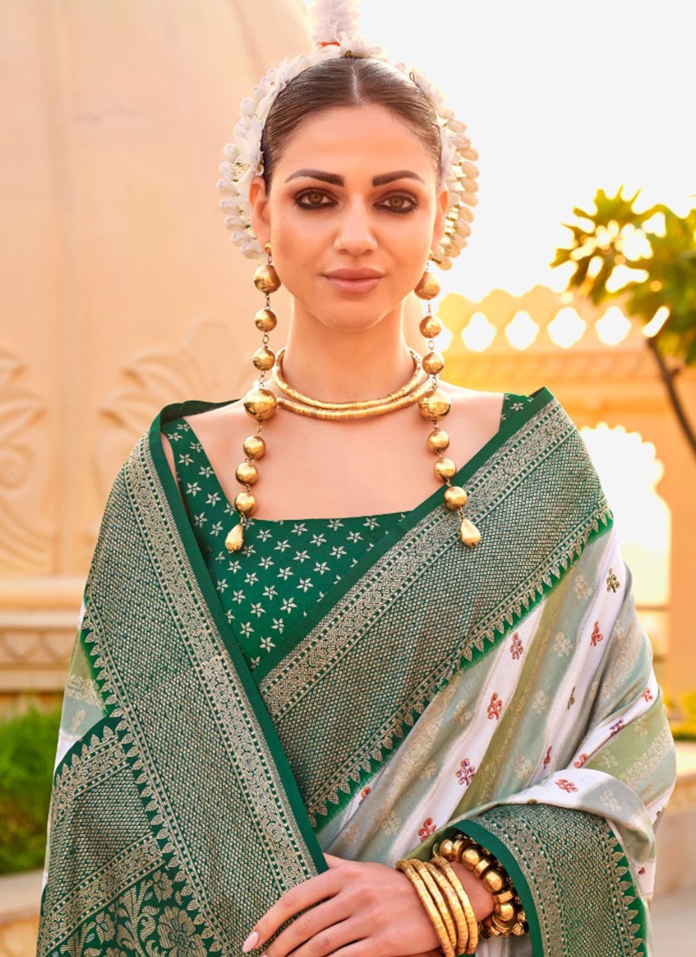 Classic Foliage Prints Silk Saree - S7236