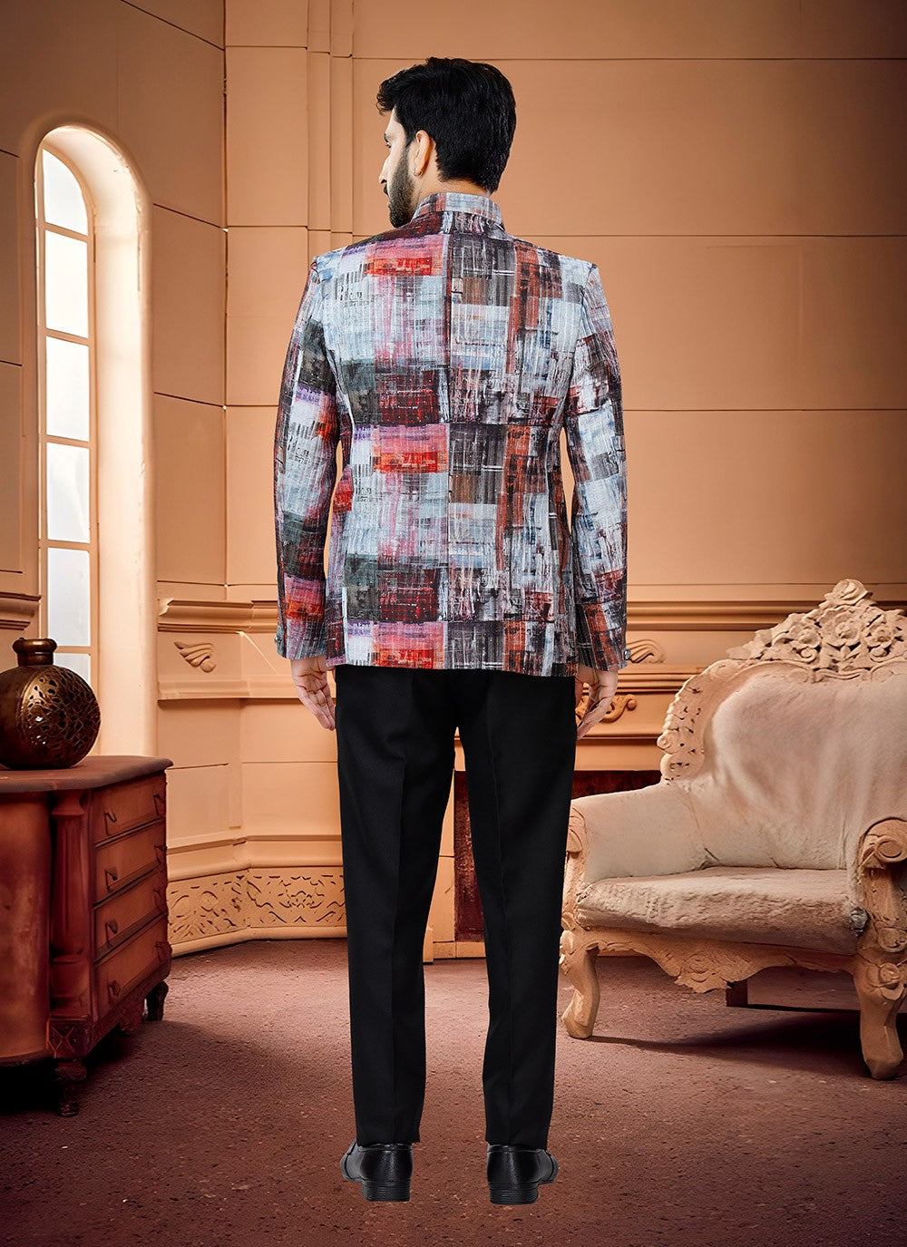 Printed Silk Multi Colour Jodhpuri Suit - M4343