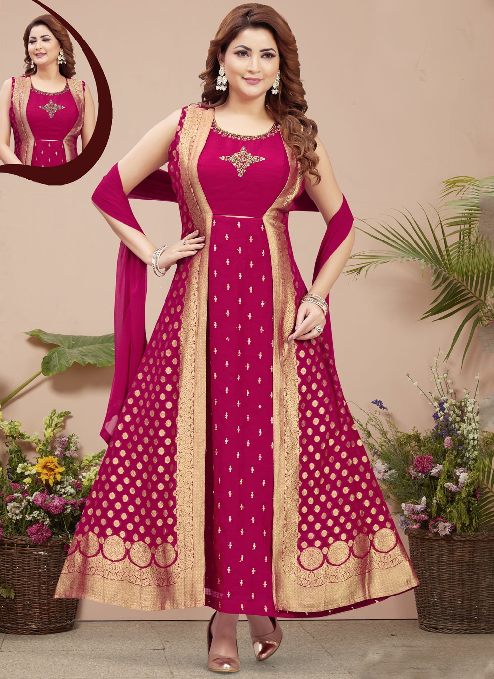 Embroidered Silk Gown - G1778