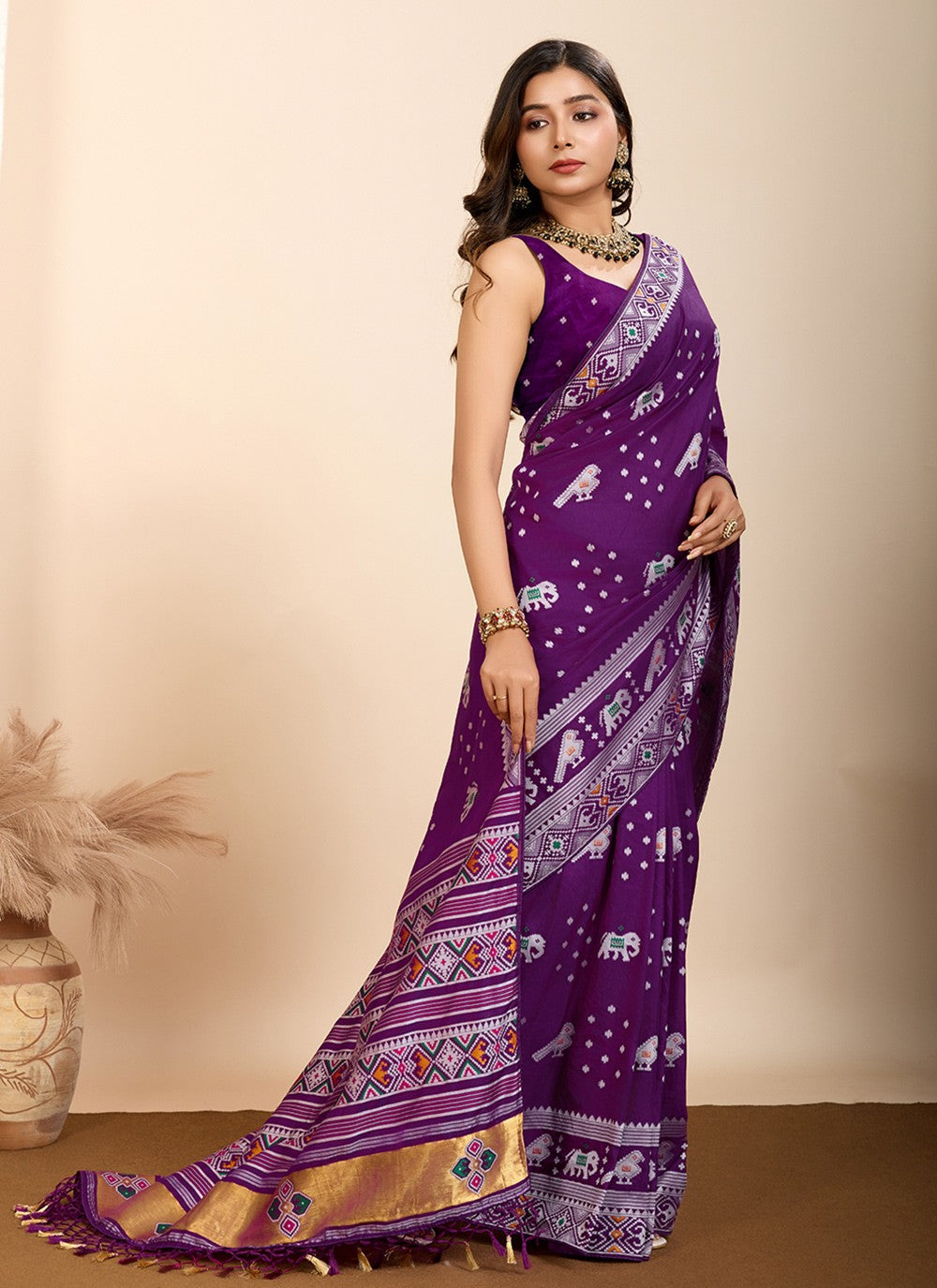 Classic Saree Meenakari Purple Silk Saree S13486