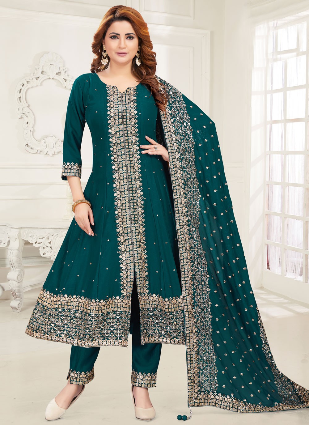 Anarkali Embroidered Morpeach T6648