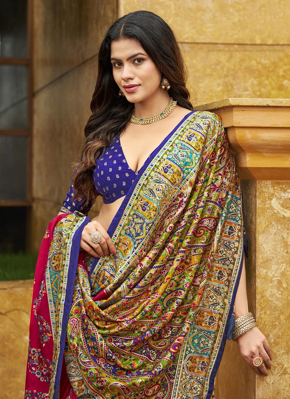 Pink Silk Contemporary Saree Digital Print S19352
