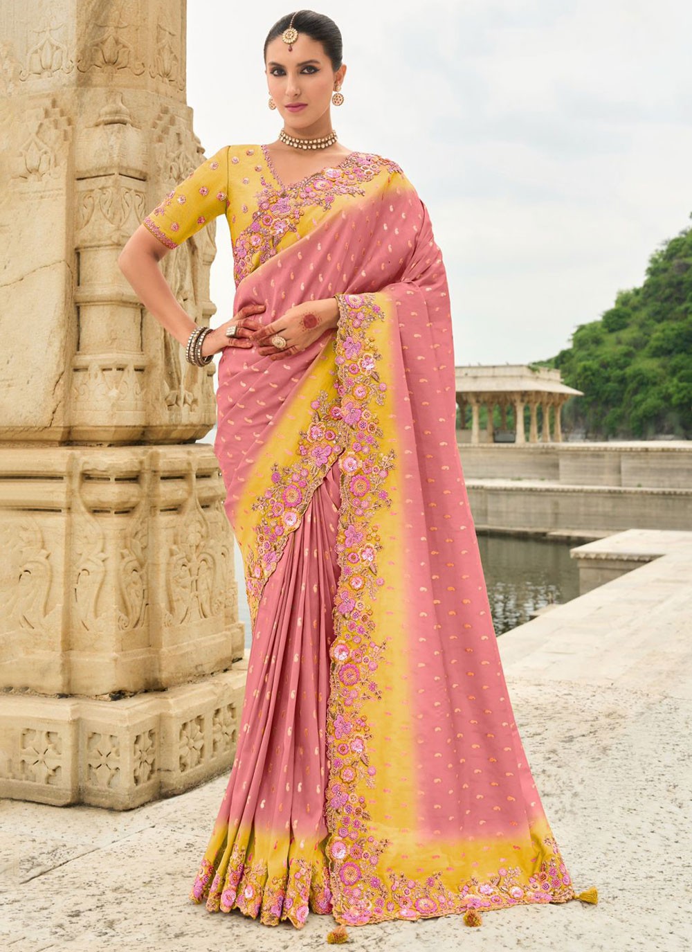 Buttis Silk Pink Saree S14513