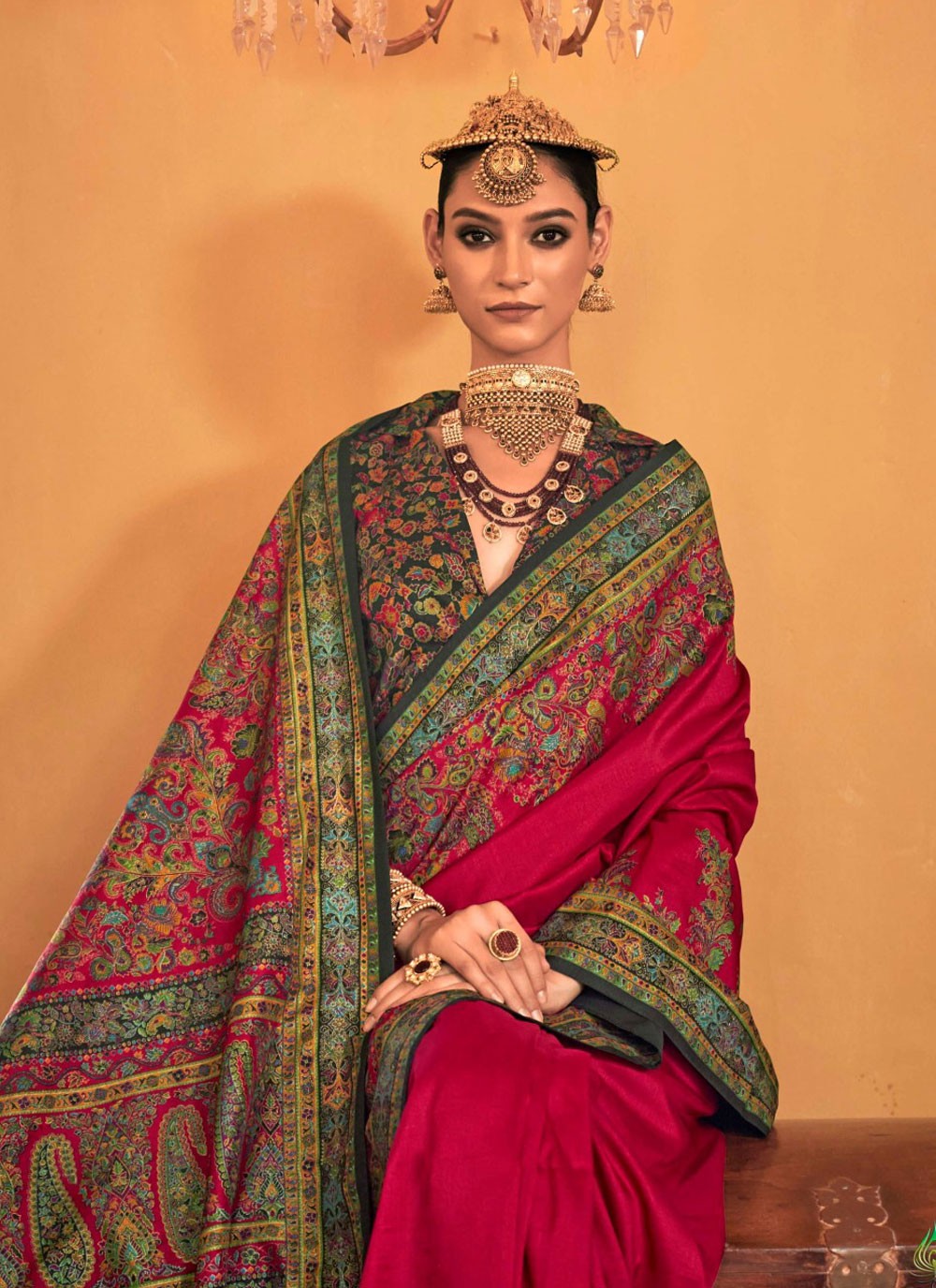 Printed Silk Hot Pink Saree S14333