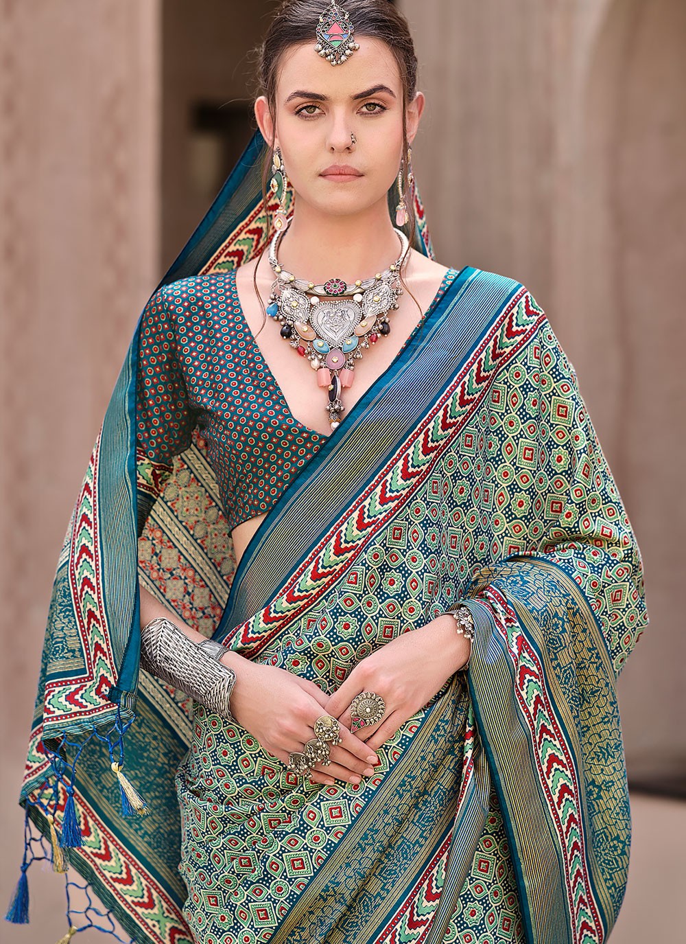 Classic Printed Silk Saree - S8623