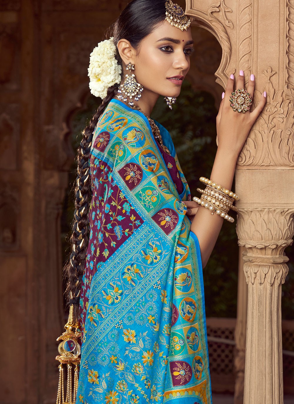 Purple Silk Trendy Saree Printed S19690