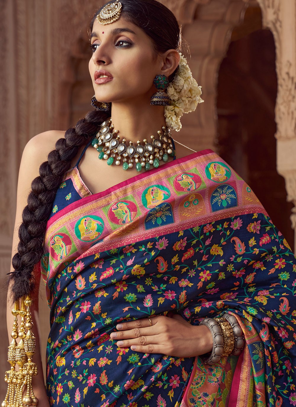 Teal Silk Classic Saree Printed S19688