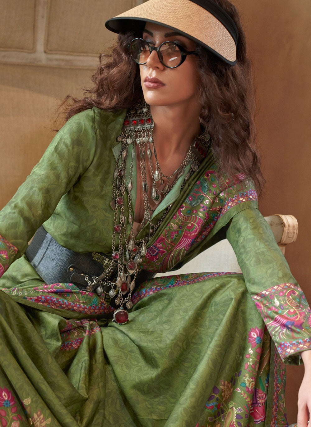 Green Silk Trendy Saree Printed S20335