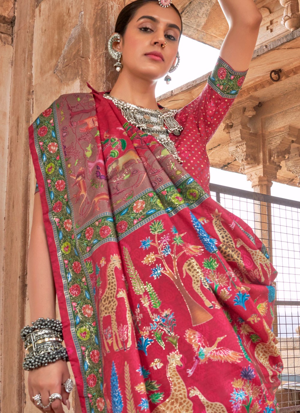 Pink Silk Classic Saree Printed S19657
