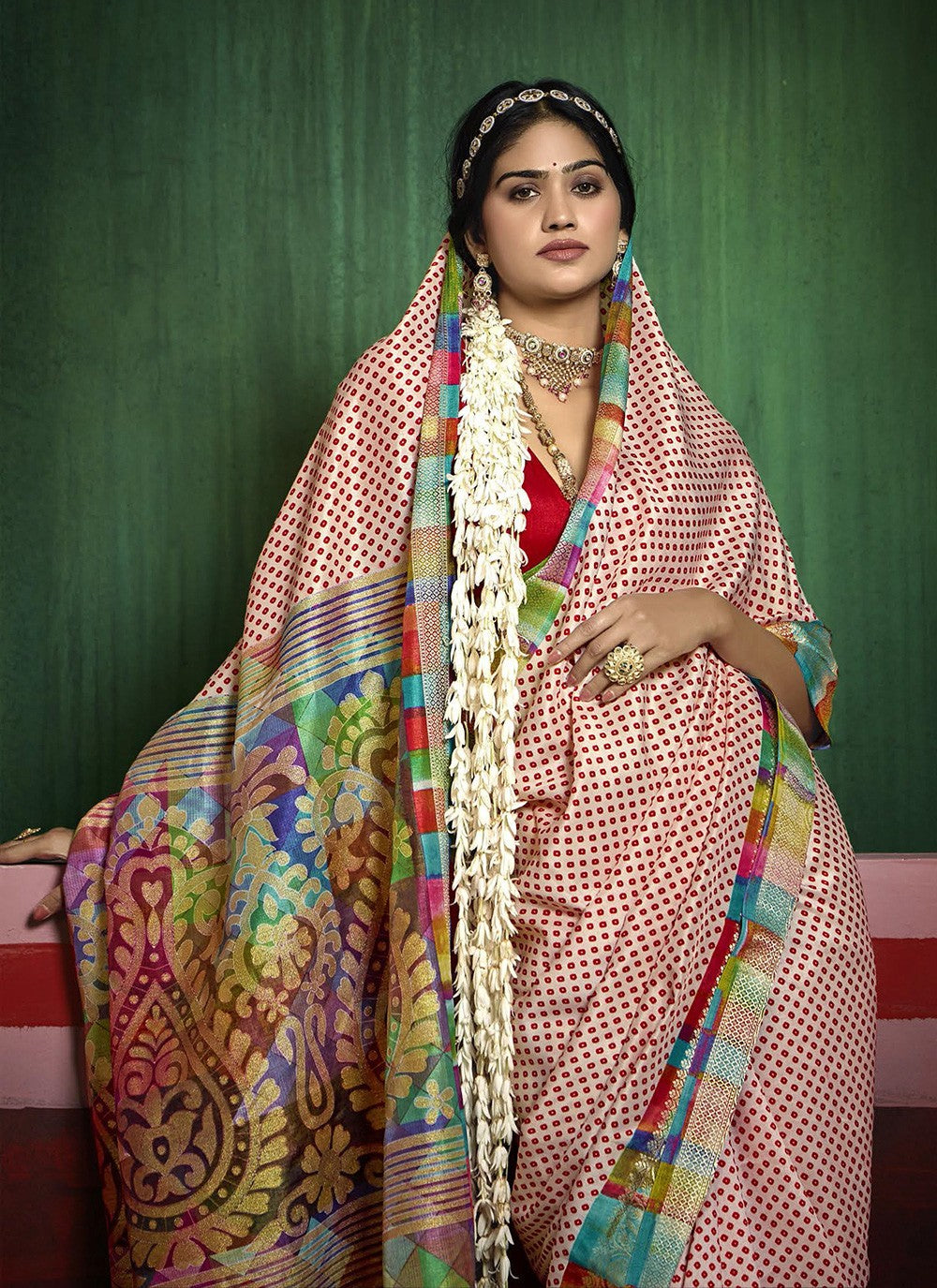 Cream Silk Classic Saree Printed S17187