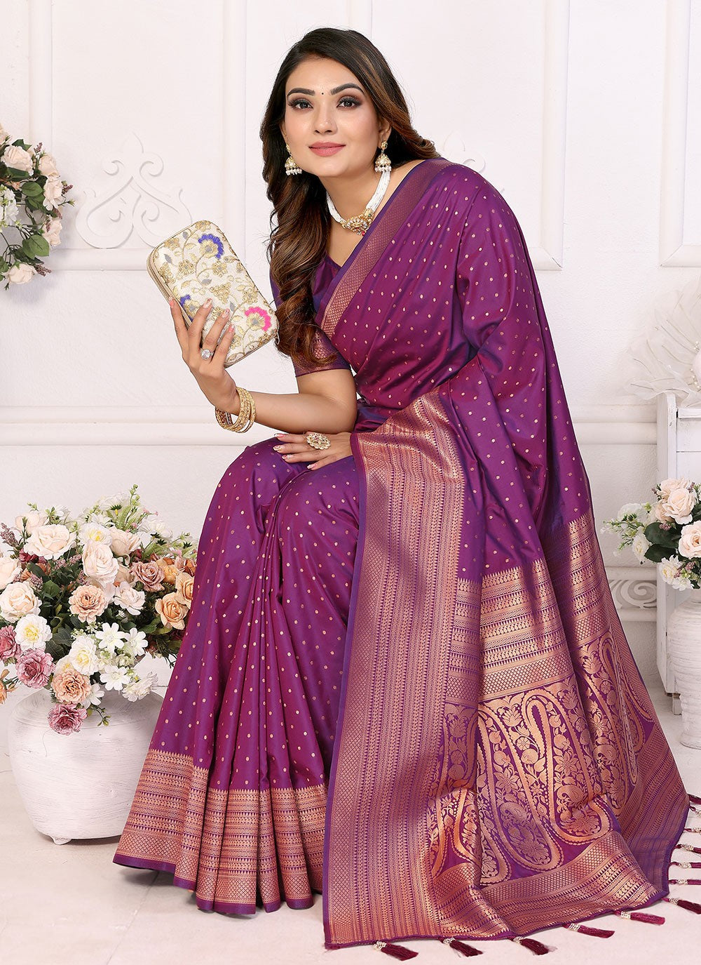 Woven Silk Purple Classic Saree S15091