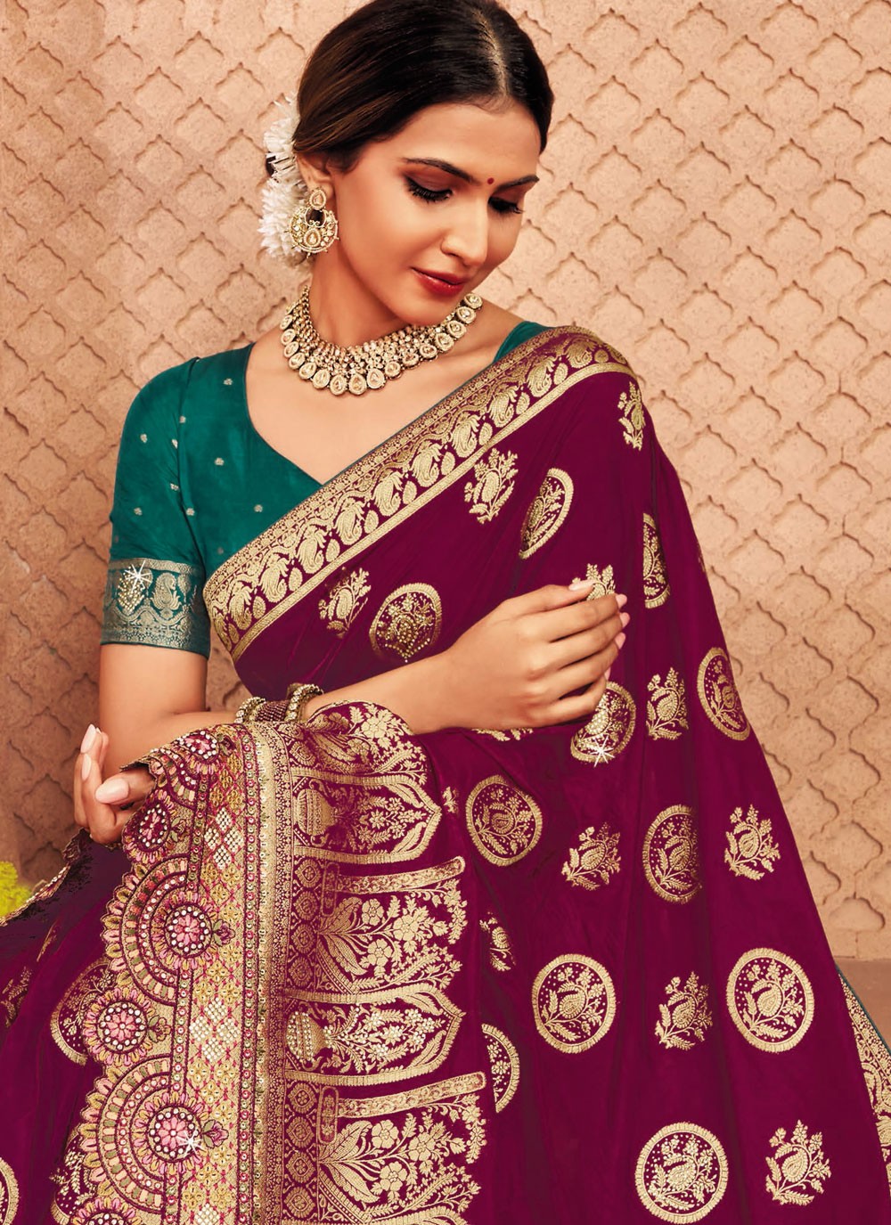 Purple Silk Classic Saree Embroidered, Patch Border S20177