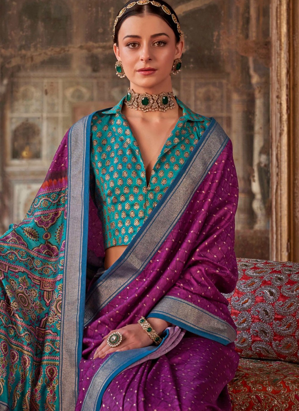 Trendy Saree Printed Purple Silk Saree S13692
