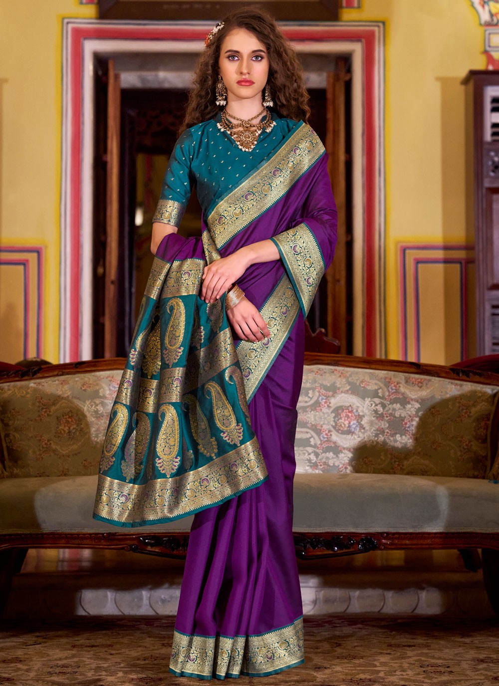 Purple Silk Classic Saree Weaving Zari S19088