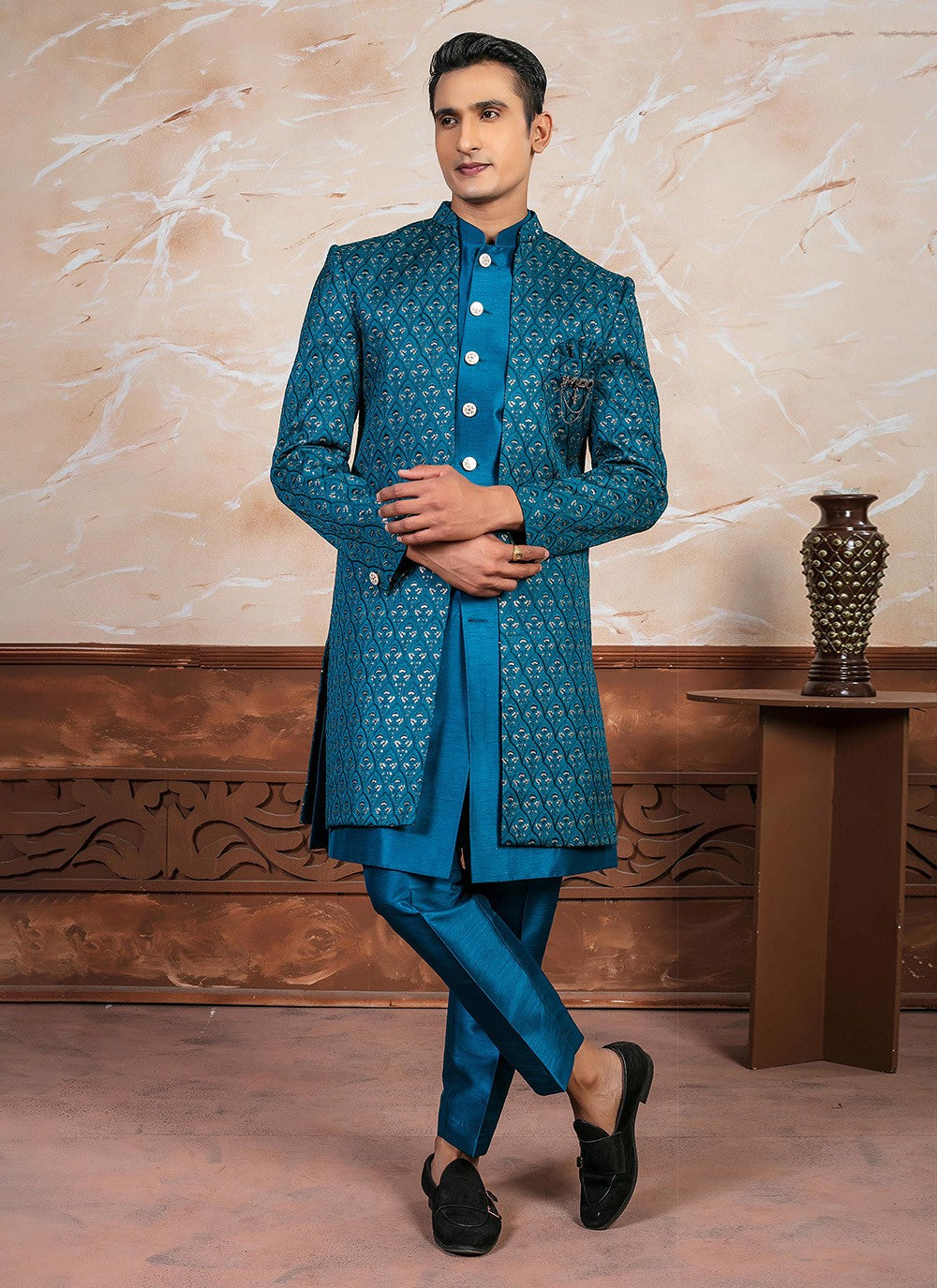 Embroidered Silk Rama Sherwani - M8319